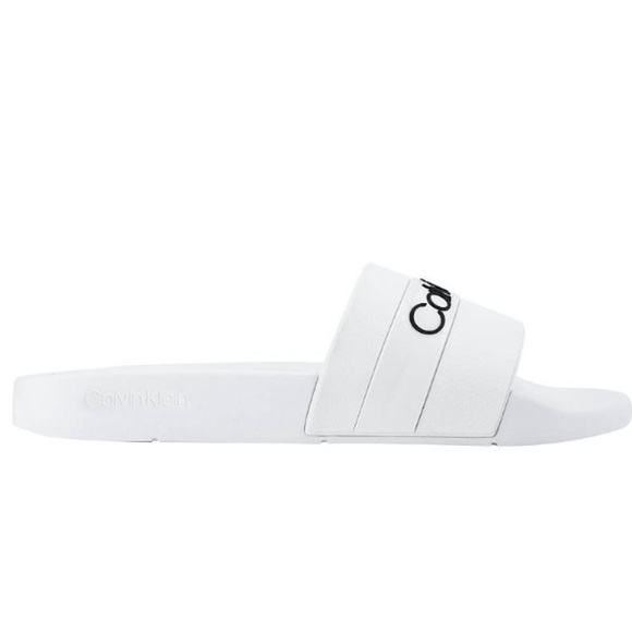 Calvin Klein Mens Adult Casual Pool Slides Logo White Color Sandals Size 11M